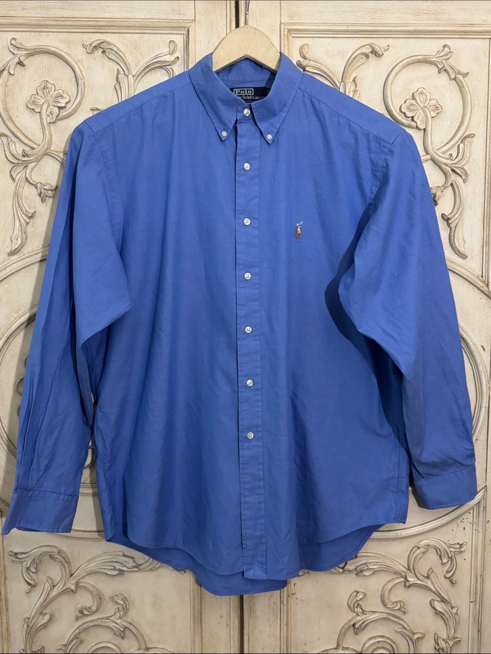 Polo Ralph Lauren Cotton Yarmouth Shirt Mens 17 Blue Pinpoint Oxford Button Down